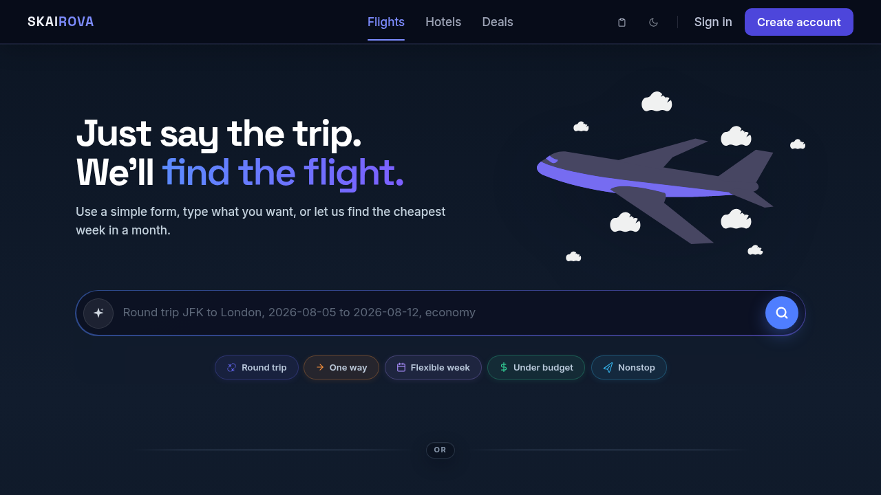 Preview of the Skairova AI travel booking demo